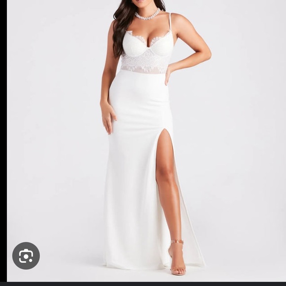 Stunning lace bodice corset white dress formal wedding prom - Picture 1 of 7